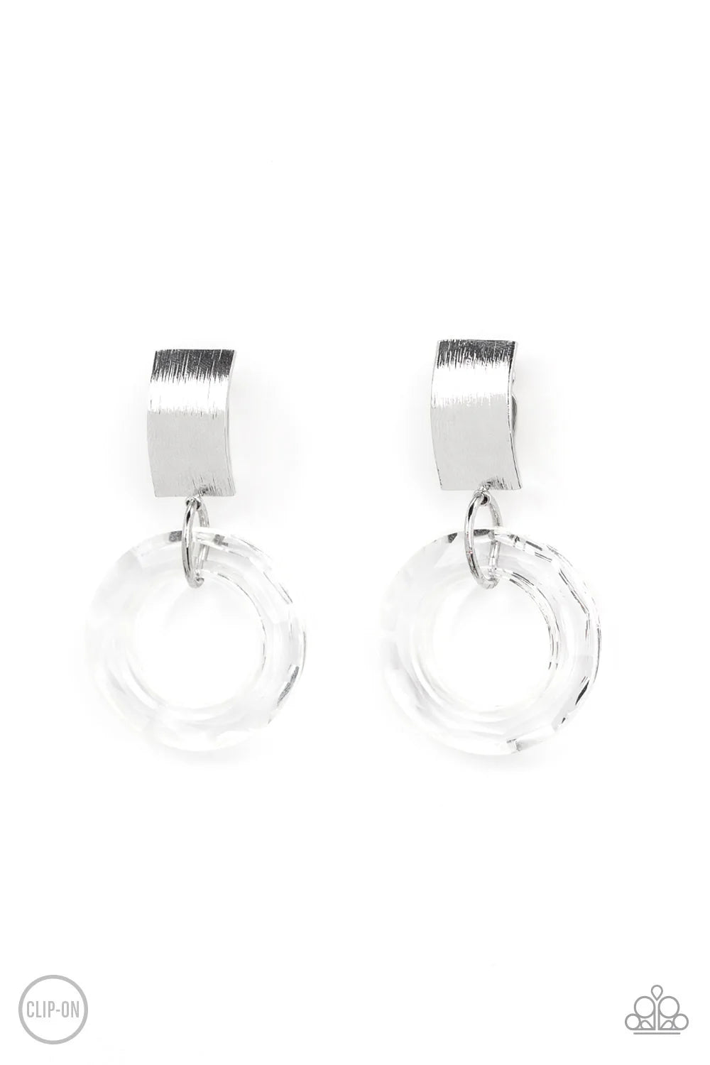 "Clear Out!" - White #1351 (Clip-Ons) - Paparazzi Accessories