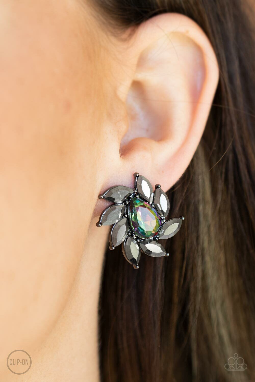 "Sophisticated Swirl" - Oil Spill #327 (Clip-Ons) - Paparazzi Accessories