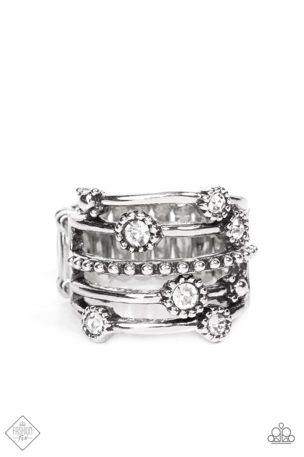 "Rhinestone Studded Ritz" - White #3108 - Paparazzi Accessories