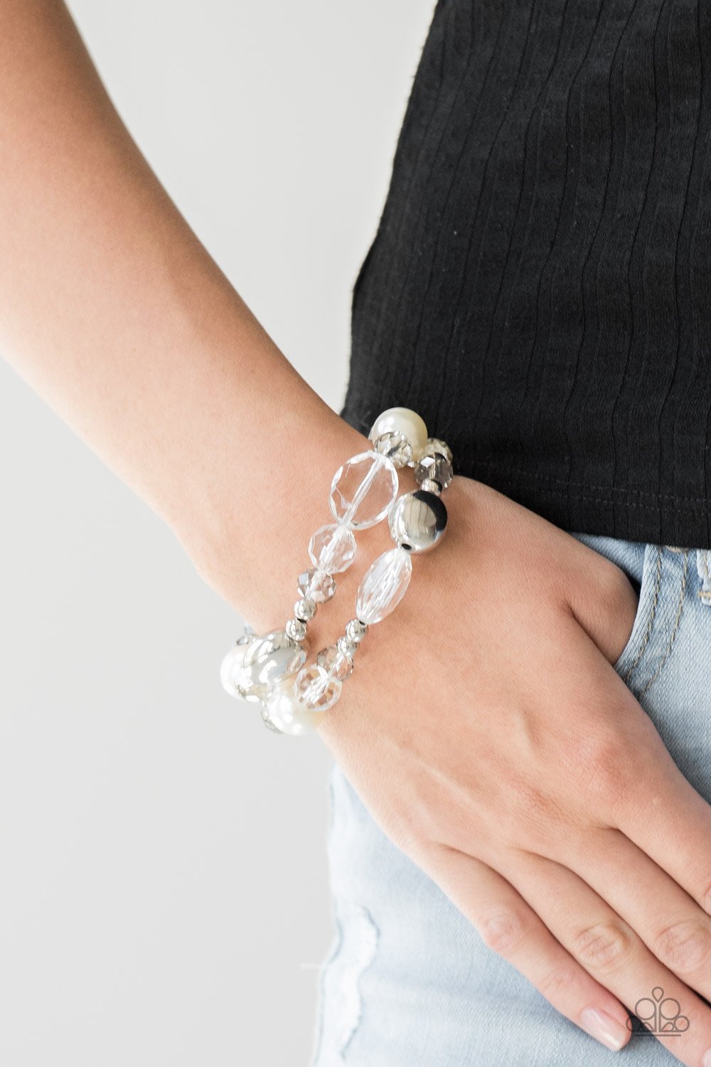 "Downtown Dazzle" - White #813 - Paparazzi Accessories