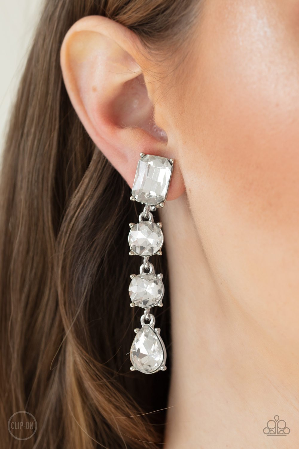 "Make A List" - White # 466 (Clip-Ons) - Paparazzi Accessories