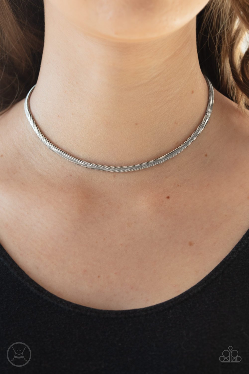"Flat Out Fierce" - Silver #252 (Choker) - Paparazzi Accessories