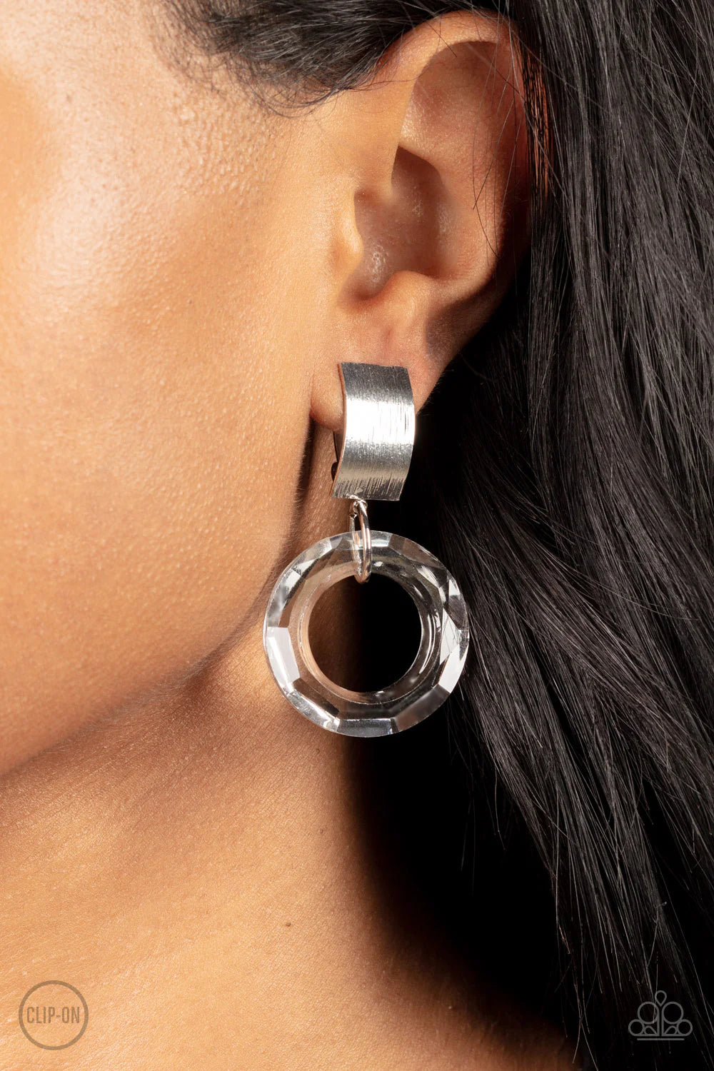 "Clear Out!" - White #1351 (Clip-Ons) - Paparazzi Accessories