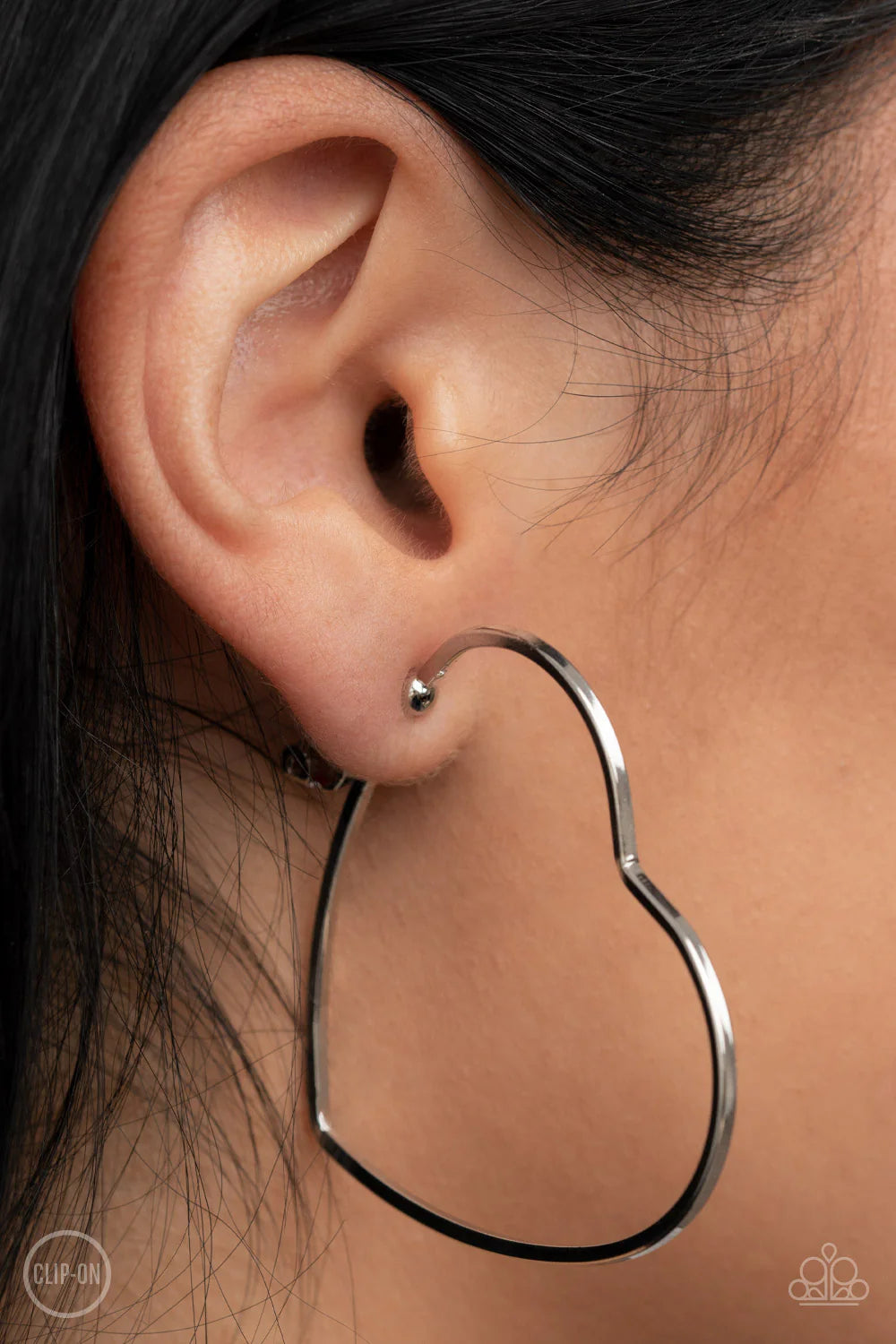 "Harmonious Hearts" - Silver #1353 (Clip-Ons) - Paparazzi Accessories