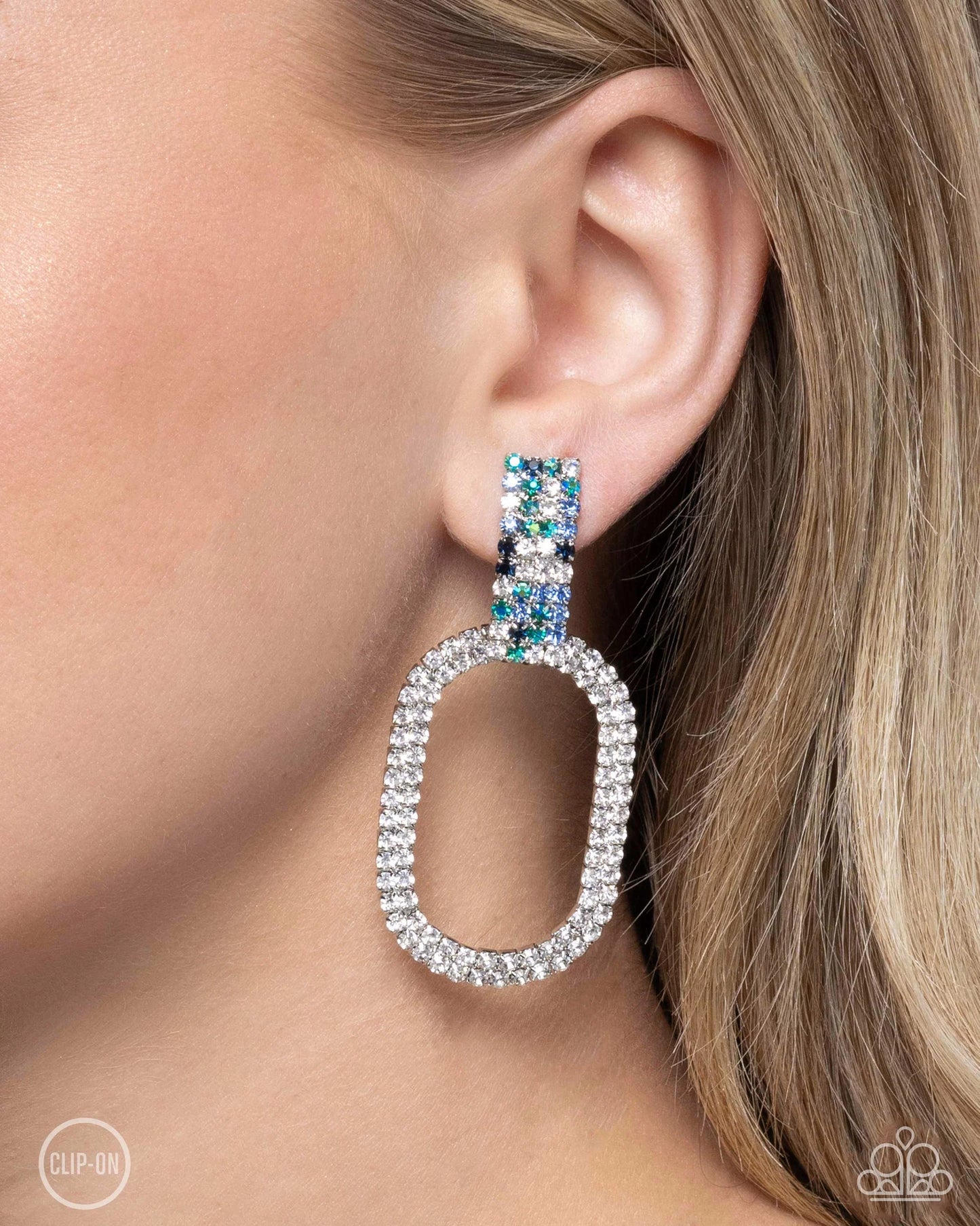 " Guarded Glitz" - Blue #825 (Clip-Ons) - Paparazzi Accessories