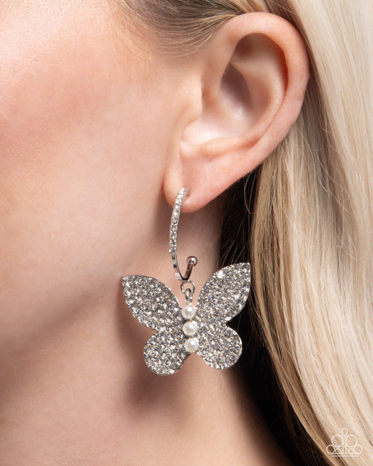 "Butterfly Boundary" - White #1642 - Paparazzi Accessories