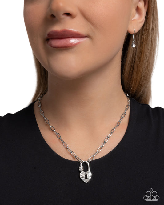 "Padlock Potential" - White #1631 - Paparazzi Accessories