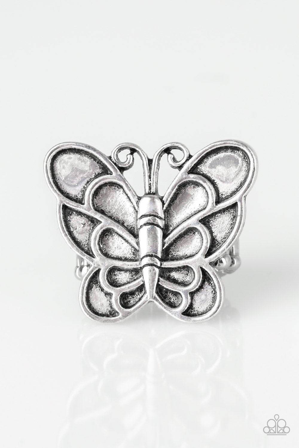 "Sky High Butterfly"  - Silver #681 - Paparazzi Accessories