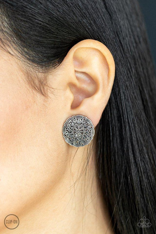"Mandala Harvest" - Silver #3098 (Clip-Ons) - Paparazzi Accessories